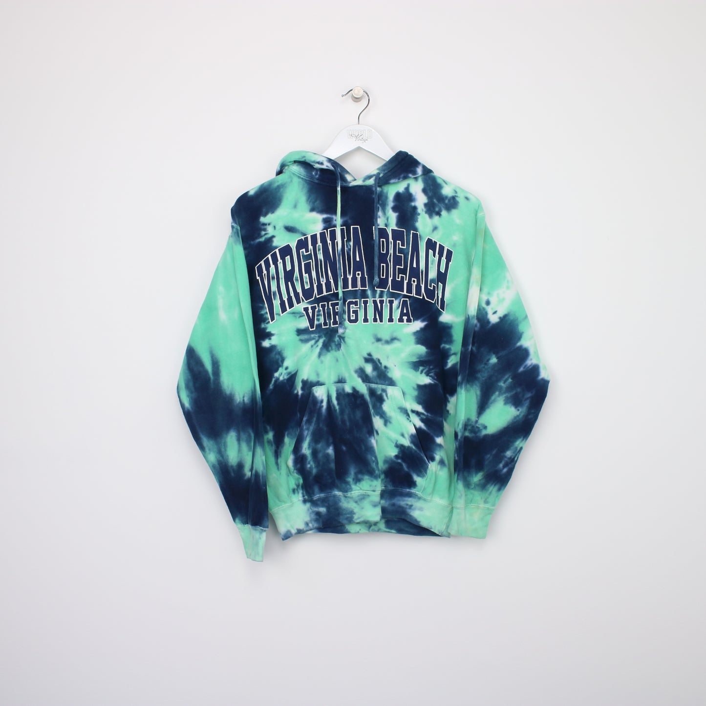 Vintage Exist Virginia Beach hoodie in green and blue. Best fits S