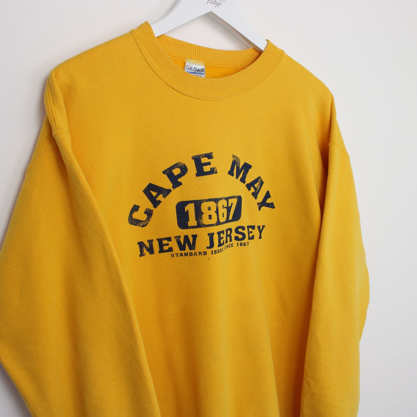 Vintage Gildan Cape May sweatshirt in yellow. Best fits M