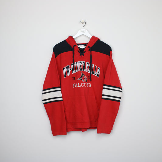 Vintage Champion River Falls Falcons hoodie in red. Best fits M