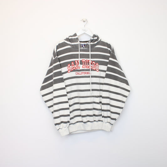 Vintage Basix of America San Diego hoodie in grey and white. Best fits XL