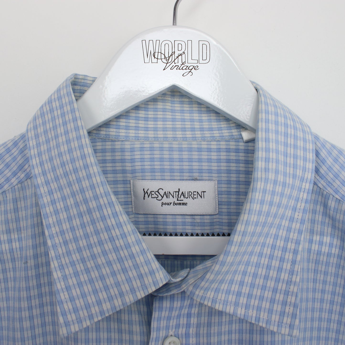 Vintage YSL checked shirt in blue and white. Best fits XXL