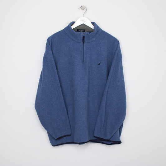 Vintage Nautica fleece in blue. Best fits XXL